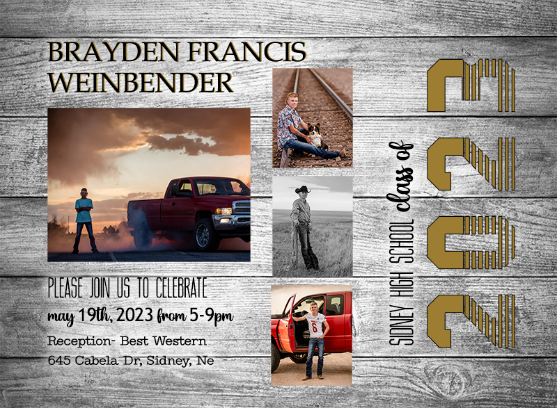 Brayden Francis Weinbender Grad Invite